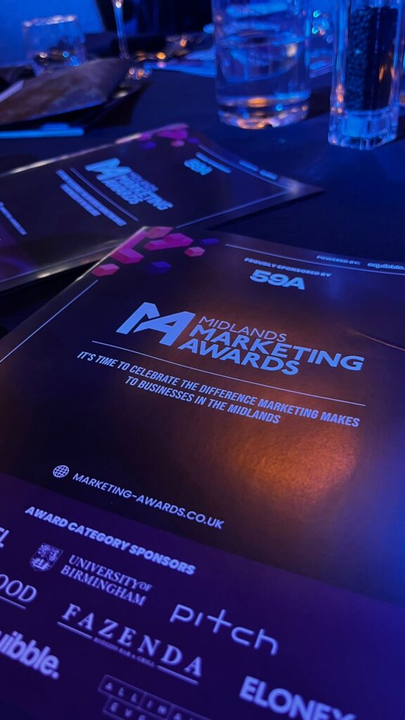 Close up of the front cover of the midlands marketing awards brochure